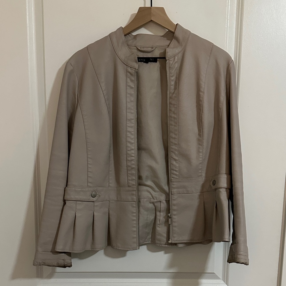 Baccini Women's Beige Leather Jacket